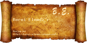 Berei Elemér névjegykártya